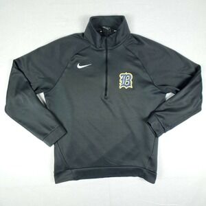 Nike Sweater Womens Medium Gray Swoosh 1/4 Zip Up Sweatshirt Ladies